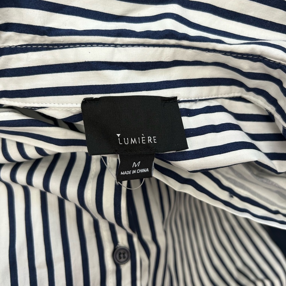 NWT Lumiere Striped Navy and White Cotton Shirt Dress - Picture 11 of 12